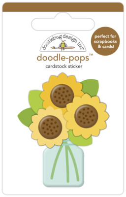 Doodlebug Stickers Doodle-pop 3D Bit of Sunshine Sunflowers Bouquet Jar Vase