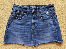 Vintage Y2K American Eagle Outfitters 2000 Micro Mini Skirt Denim Jean Cut-off 0