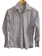 Turnbull Asser Button Shirt Womens Siz 8 Blue White Checkered Long Sleeve Casual