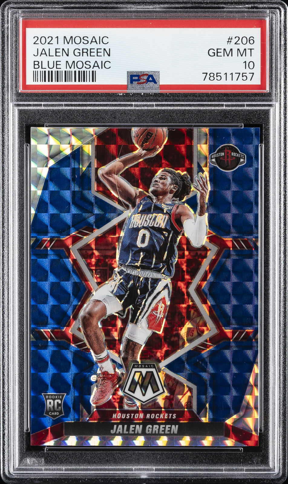 2021 PANINI MOSAIC BLUE MOSAIC #206 JALEN GREEN 42/99 PSA 10