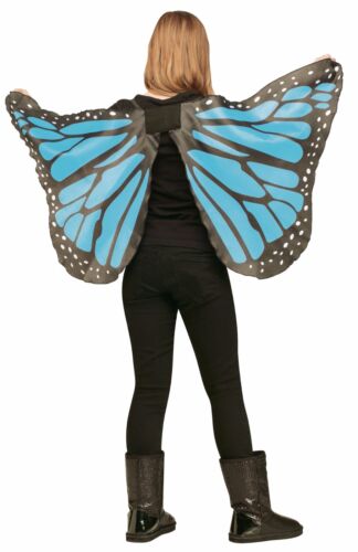 Weiche Schmetterlingsflügel Monarch blau gelb lila schwarz Kostüm Mädchen Kind - Bild 3 von 3