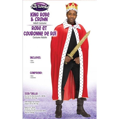 Full Length Deluxe Red King Cape Robe and Crown - Picture 3 of 3