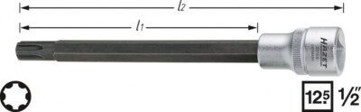 HAZET Zylinderkopf Schraubendreher-Steckschlüssel 12,5mm 1/2 Zoll Polydrive 168m