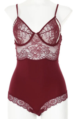 La Perla L60451 Bianca Underwire Lace Bodysuit in Plum Size 36B