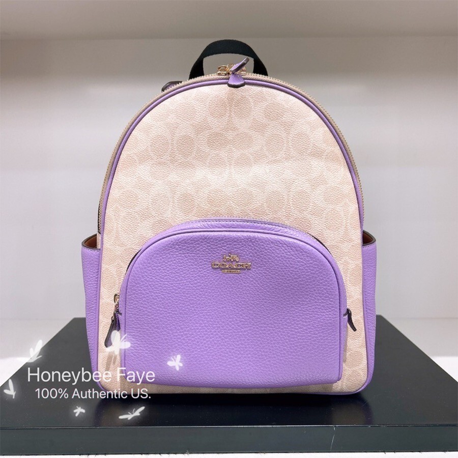 COACH 紫 リュック NWT Coach Court Backpack In Blocked Signature Canvas CZ771/CZ176