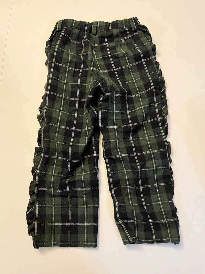 Pantalones Simonetta Mini Niñas Talla 4 Hechos en Italia 100% Lana a Cuadros Volantes Foto 2 de 4