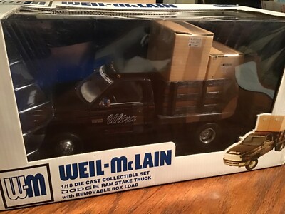 Dodge RAM 3500 1/18 ertl RC2 1 ton dually flatbed dump with boxes Weil McLain