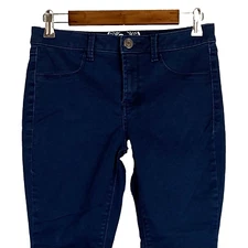 SO womens skinny jegging size 9 stretch solid dark blue mid rise