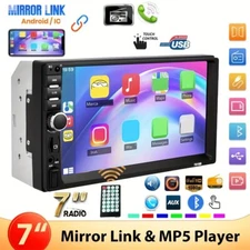 7" Double 2 DIN Car Stereo Radio MP5 Touch Screen Bluetooth FM USB+Rear Camera~