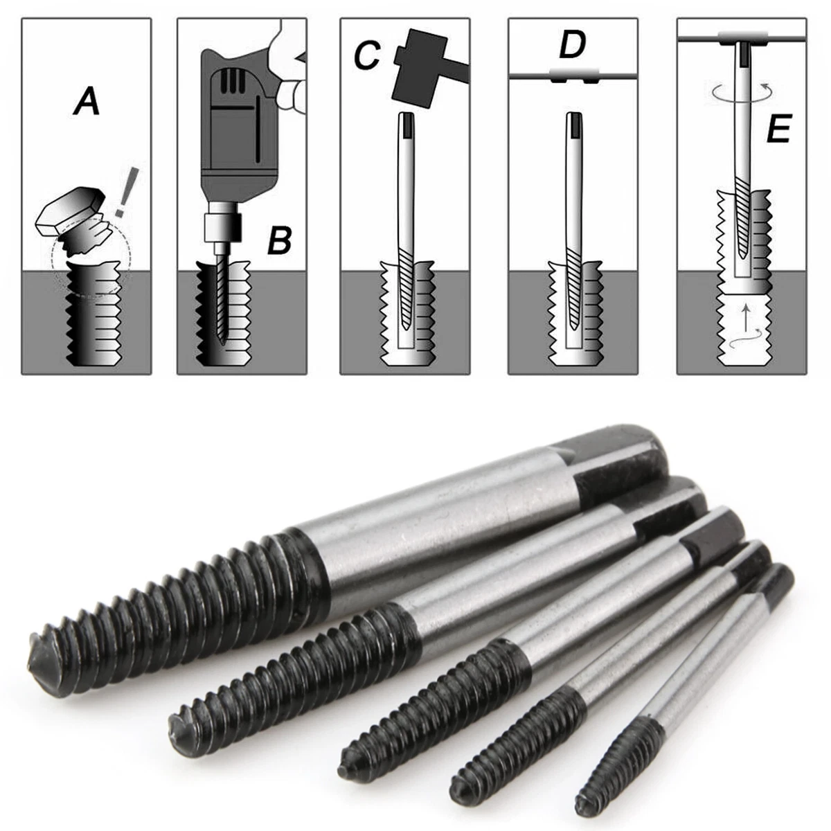8 Sizes Screw Broken Bolt Extractor Drill Bits Easy Out Damaged Bolt remover