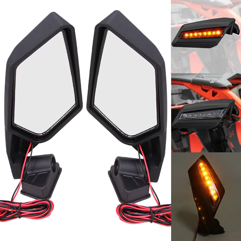 LED Racing Rear View Side Mirrors For Can-Am Maverick X3 XRS XDS MAX 2017-2025