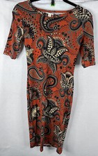 NWOT Lularoe Orange and Black Paisley Julia Dress Size XXS
