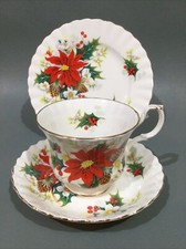 Royal Albert Bone China “ Yuletide “ Tea Cup, Saucer & Plate Trio Poinsettia