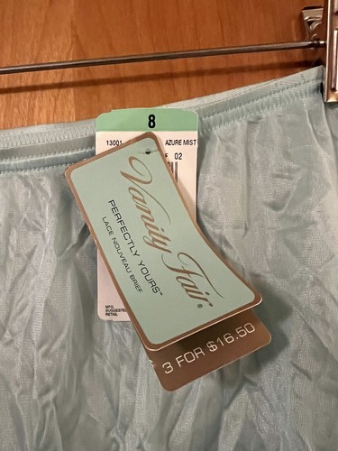 Vanity Fair Brief Panties Nylon Vintage 13001 Azure Mist Lace Panty NWT Size 8 - Picture 8 of 10