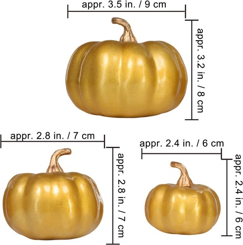 12 Pcs Assorted Small Gold Pumpkins Artificial Decorative Pumpkins Fall - Picture 2 of 5