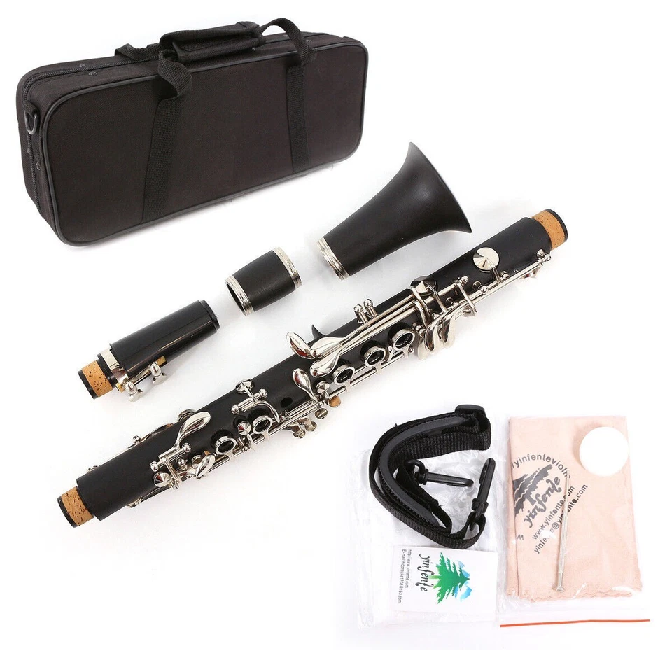 YINFENTE Advanced Eb Key Clarinet Ebonite Body Professional Clarinet Good Sound with Case