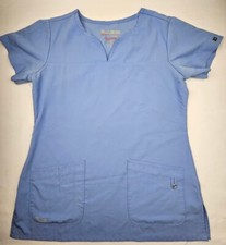 Grey's Anatomy Scrub Top Womens Size Medium Blue Pit To Pit 19.5in V-Neck
