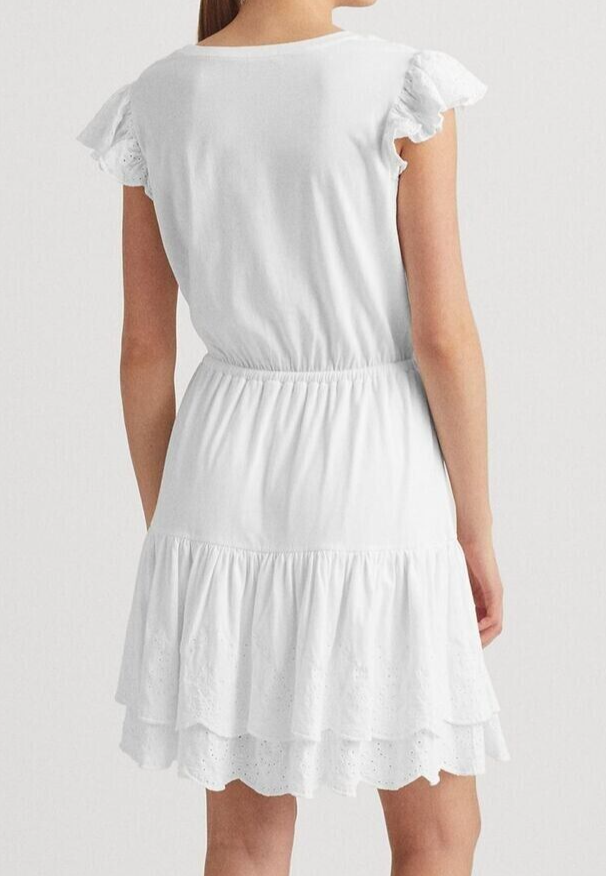 【Ralph Lauren】Flutter-Sleeve Fit & Flare Dress☆ワンピース RALPH LAUREN Women's White Waist Lined Flutter Sleeve Fit +