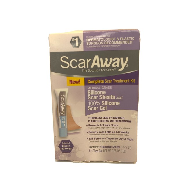 ScarAway Complete Scar Treatment Kit 2 Reusable Sheets & 1 Tube GEL for