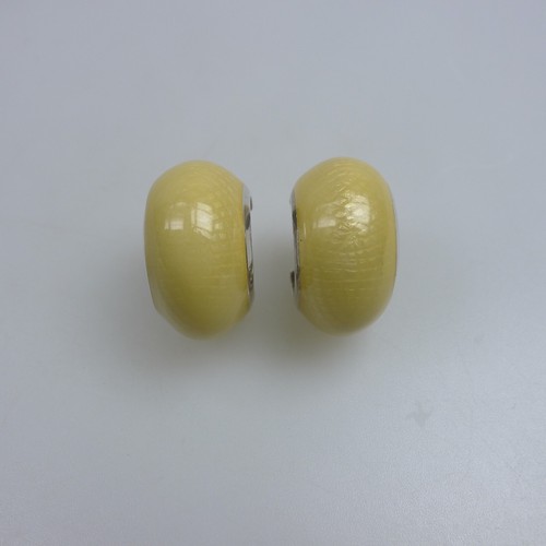 Loop Earring Sterling Silver & Yellow Enamel - Picture 2 of 5