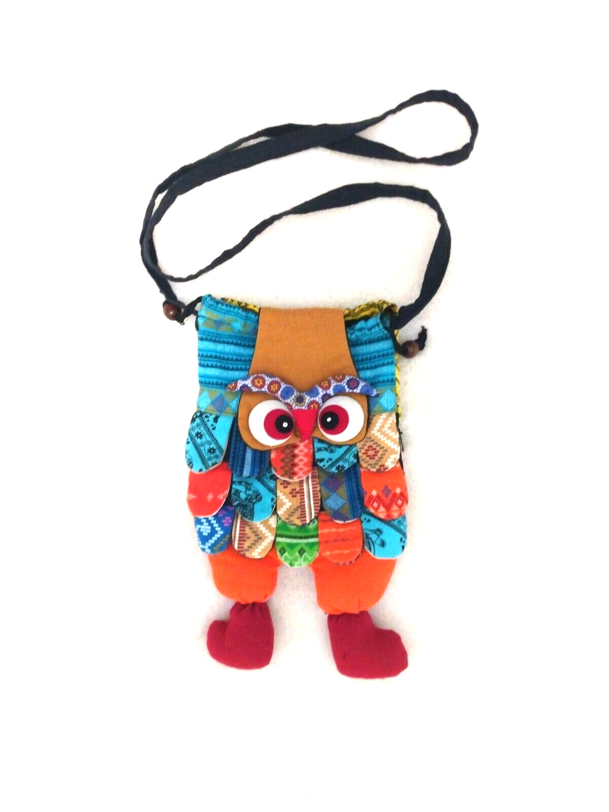 Owl Patchwork Crossover Purse Drawstring 2 openin… - image 2