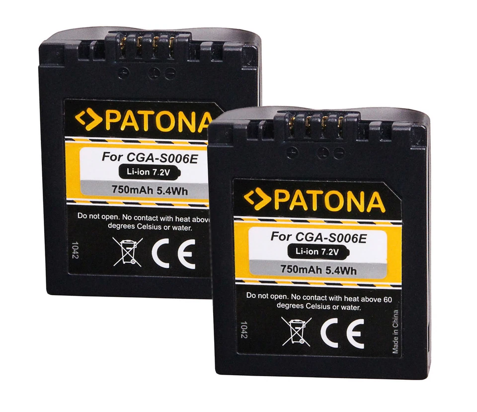 2 x Akku für Panasonic Lumix DMC-FZ28, -FZ30, -FZ38, -FZ50 - CGR-S006-E