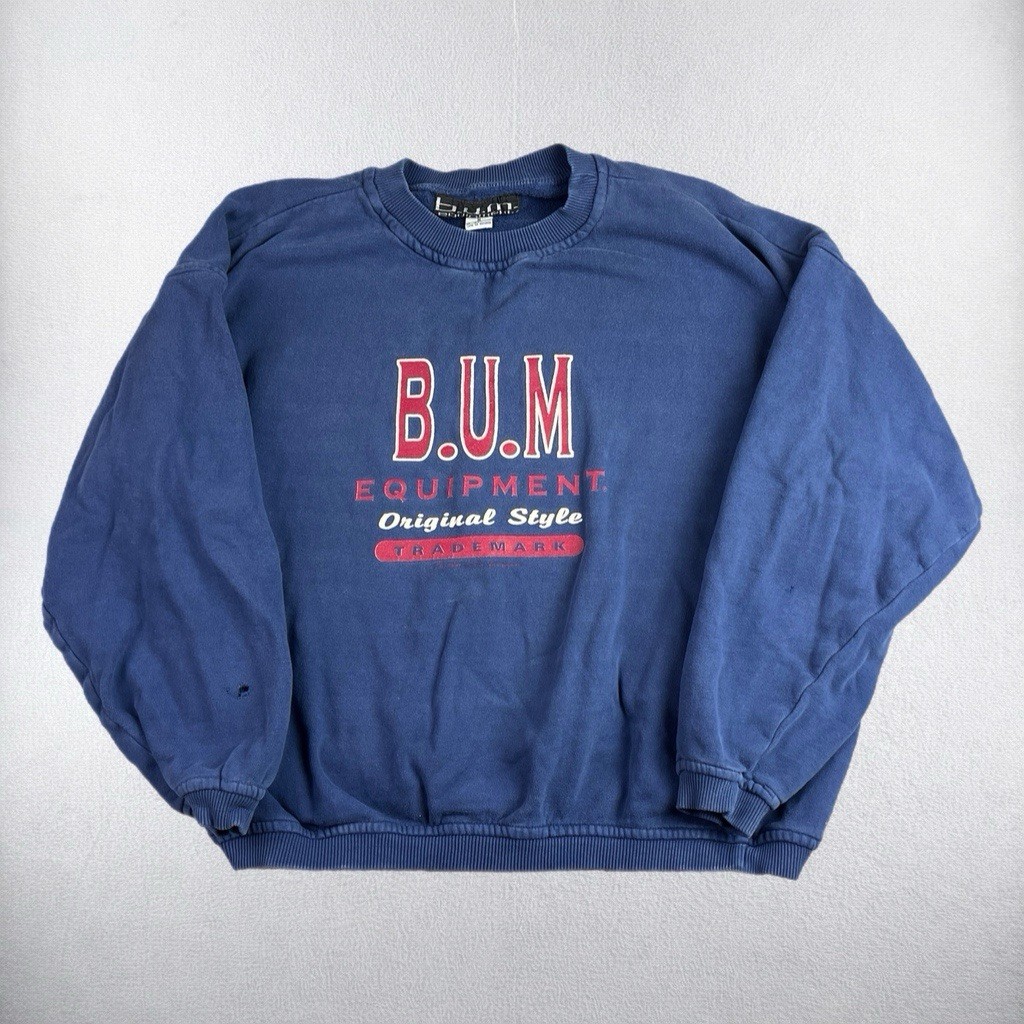 Sweatshirt Mens Medium Blue Logo Spell Out Streetwear 90s