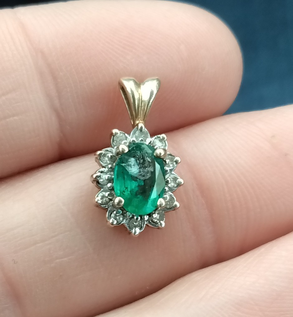 pendants for women 14k emerald diamond halo