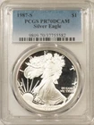 1987-S $1 PROOF AMERICAN SILVER EAGLE, 1 OZ .999 – PCGS PR-70 DCAM