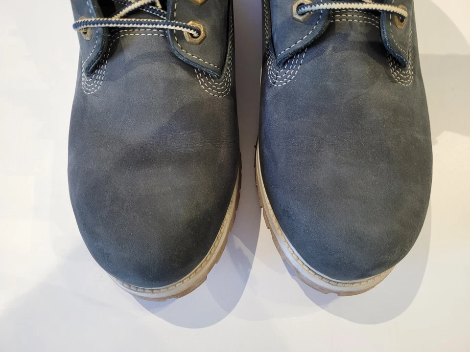 Timberland Bleu et beige chaussure full cuir nubuck 44 collector vintage boots - Photo 4/4