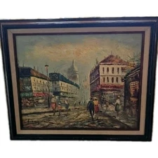 Oil Painting Of A Pariessen Street Scene, Signed Burnett