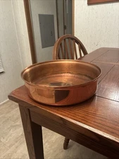 Vintage Copper Round Baking Dish Oven Pan Tray 10.5” Depth 3”