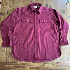 VTG Men’s L.L. BEAN Maroon Chamois Cloth Traditional Fit Shirt Size 16 1/2 USA