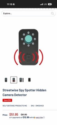 Streetwise Spy Spotter Hidden Camera Detector