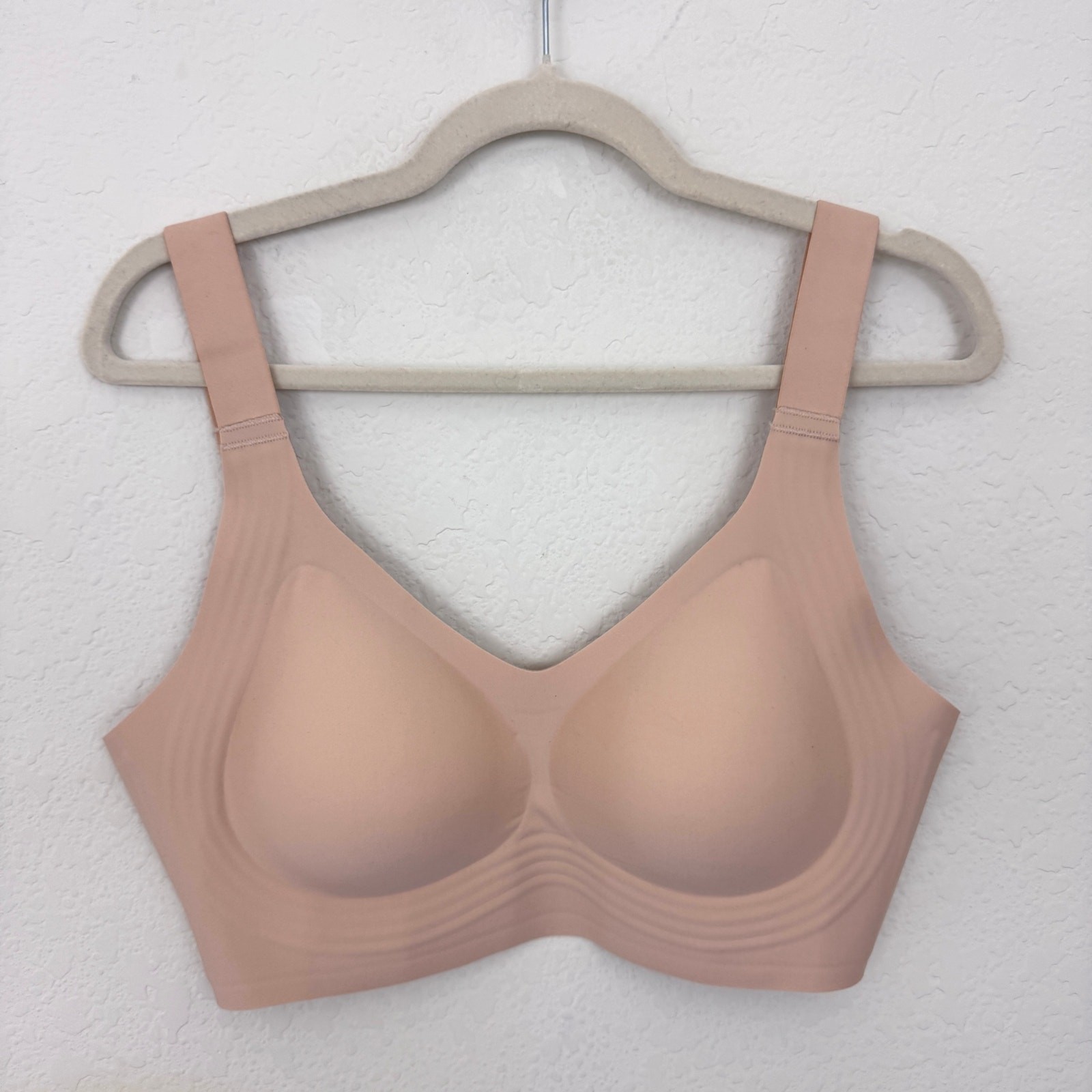 Shecurve Womens Comfortable Wireless Full Coverage Jelly Smoothing Bra Sz L Nude