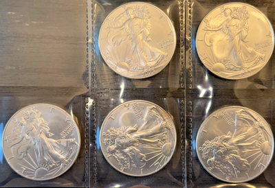 #ad 2023 1 oz American Eagle Coin BU Lot of 5 $82.10