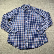 Polo Ralph Lauren Shirt Men's Large Blue Plaid Red Pony Long Sleeve Button Down