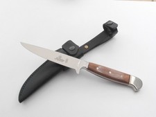 HUBERTUS Nicker Jagdmesser SOLINGEN 20 cm Holz mit Gravurplatte ROSTFREI poliert
