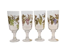 Block Crystal NAPA VALLEY Iced Tea Glasses, Grapes, X4 NIB Ice Stem Handpainted
