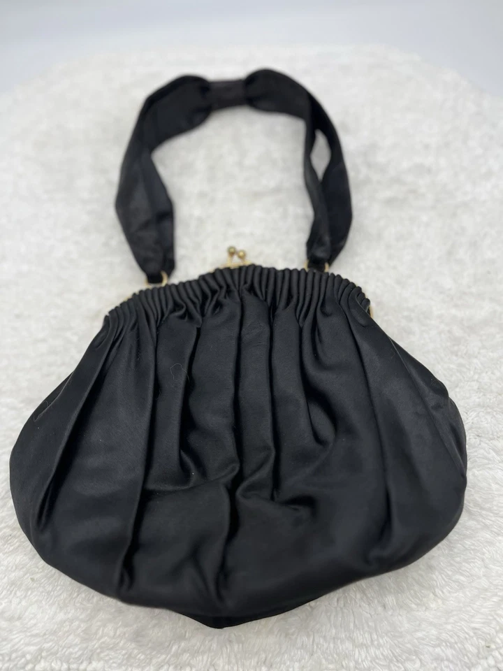 Bolso de noche vintage Juile negro satinado Foto 2 de 4