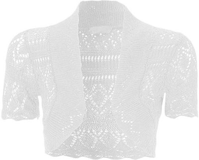 Loxdonz Girls Kids Short Sleeve Crochet Knitted Bolero 11-12 Years, White