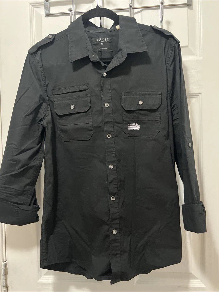 Camisa con botones GUESS Denim Los Angeles 81 para hombre mediana utilitaria
