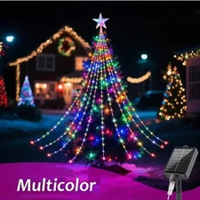 200 LED SOLAR/USB Christmas Tree Waterfall Lights Color Changing Indoor Outdoor