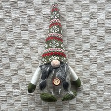 Hobby Lobby Gnome Collectible Jar Figurine Green Red Knit Hat Button Glass Body