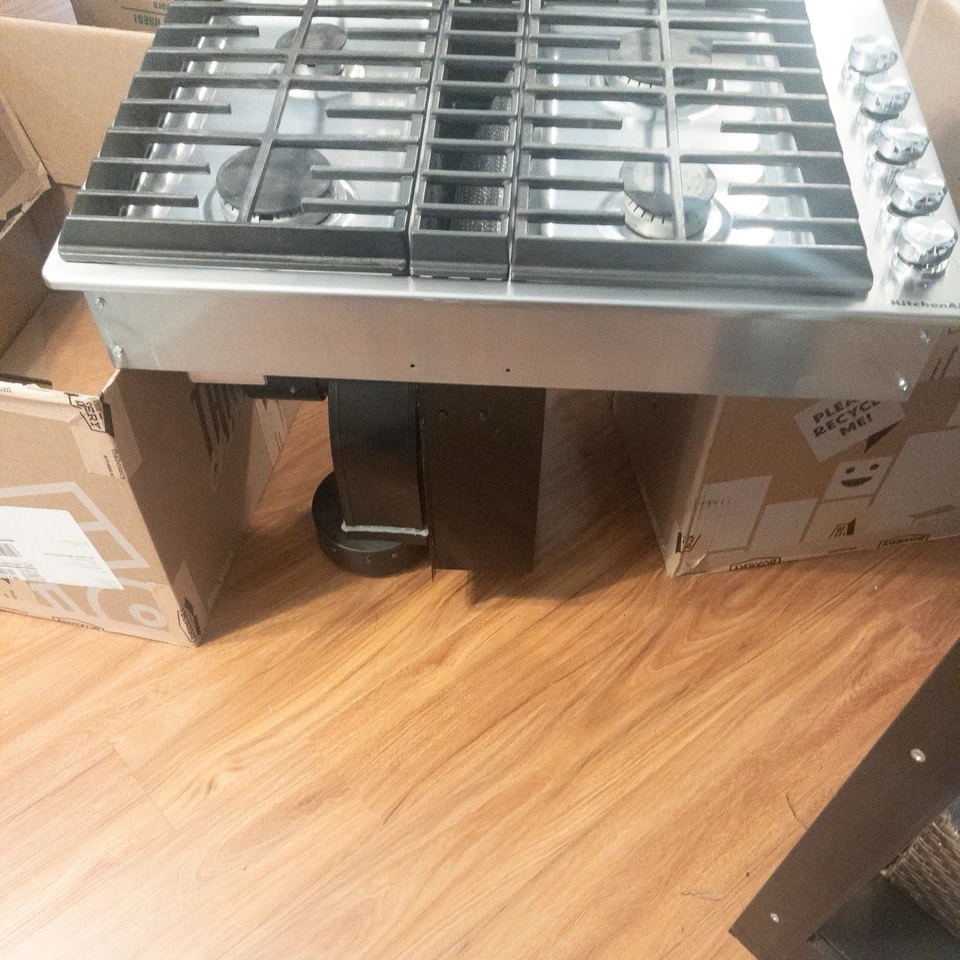 KitchenAid 30 дюймов Газовая варочная панель с нисходящим потоком 4 горелки нержавеющая сталь KCGD500GSS - Изображение 2 из 4