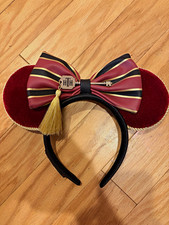 Loungefly Disney Burgundy Velvet Mouse Ears Haunted Mansion Striped Bow Tassel
