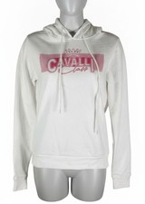 Cavalli Class Women's White and Pink Logo Hoodie Sweatshirt Size S