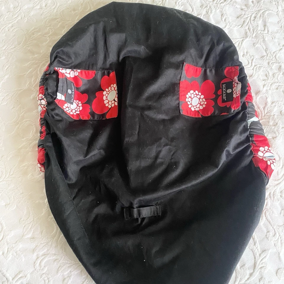 Balboa Portabebés Ajustable Negro Rojo Bolsillos 100% Algodón Almohadilla Cómoda Foto 2 de 4