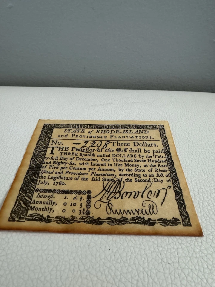 Rhode Island Colonial Currency 1780 Note Rare Reproduction Vintage Collectible - Image 4 of 4
