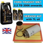 Fits FORD TRANSIT 2.2 MK7 Service Kit Oil Air Fuel Filters 7 litres of oil 06-11